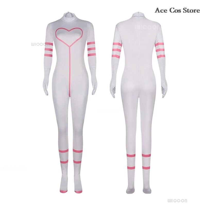 Hazbin Angel Dust Outfit Косплей Костюм отеля Розовый парик Onsie Сексуальный танцевальный комплект Одежда Аниме Косплей Ангел Хэллоуин Униформа для вечеринки, XL