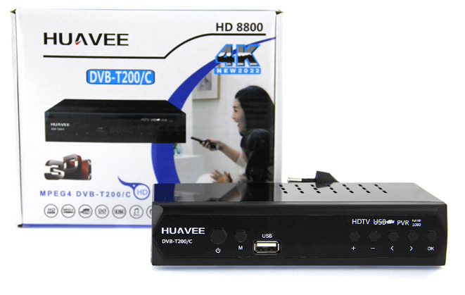 Цифровой эфирный ресивер ТВ-тюнера HUAVEE, 8800, DVB-T/T2, без абонентской платы — фото 1
