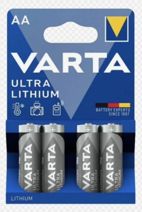 Батарейки VARTA Ultra Lithium, LR03, AAA, литиевые, влагозащищенные, 1,5В, 4 штуки, ( 4 штуки в одном блистере) — фото 1