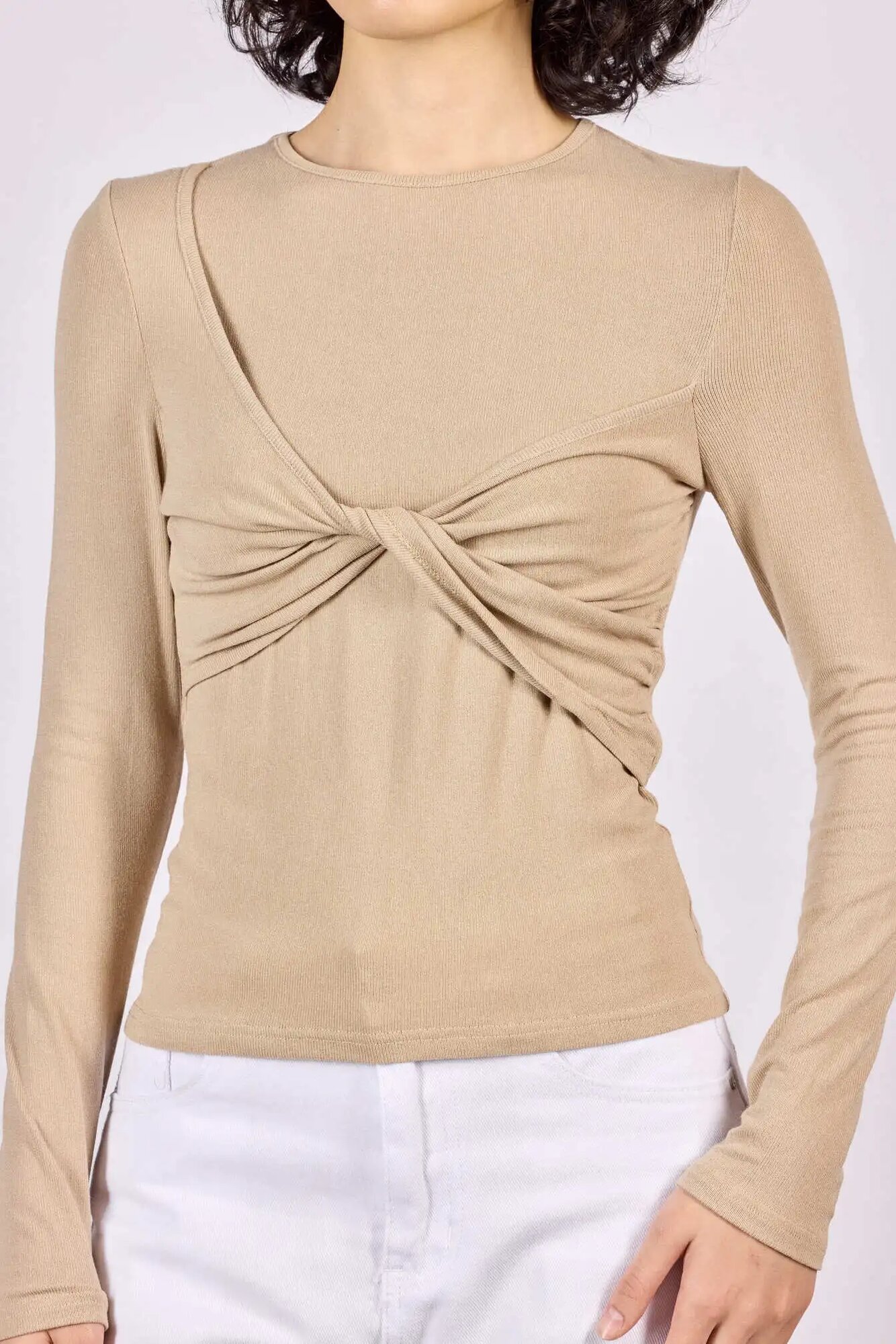 Лонгслив Selfie, размер M, , бежевый — фото 1