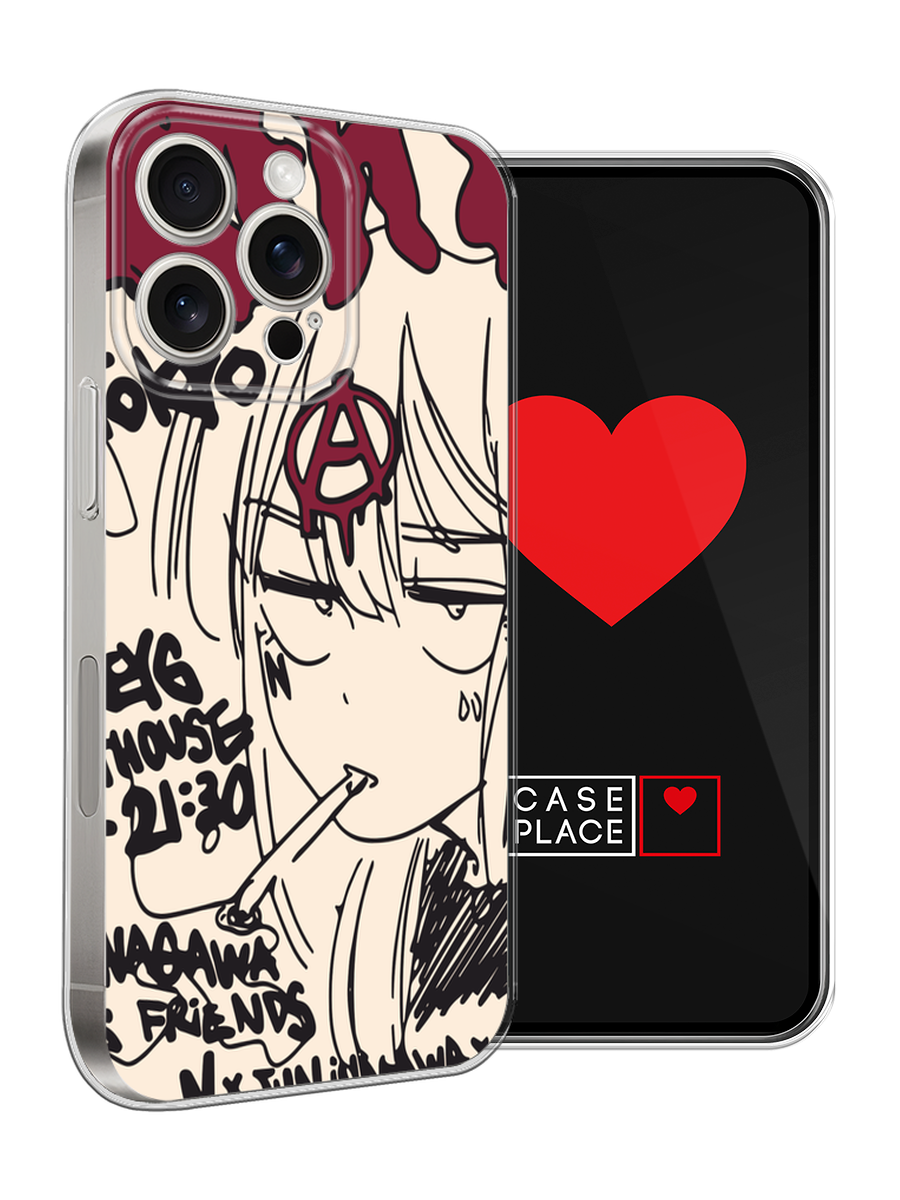 Чехол на Apple iPhone 15 Pro Max / Айфон 15 Про Макс с принтом Anime doodle — фото 1