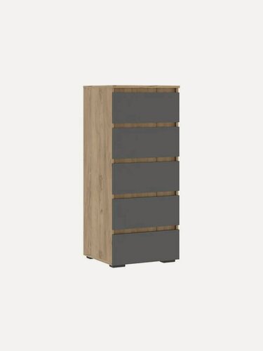 Изображение товара Комод для одежды и хранения вещей Ирэн с ящиками, 50.2х46х118.8 см, Дуб Крафт золотой / Графит серый