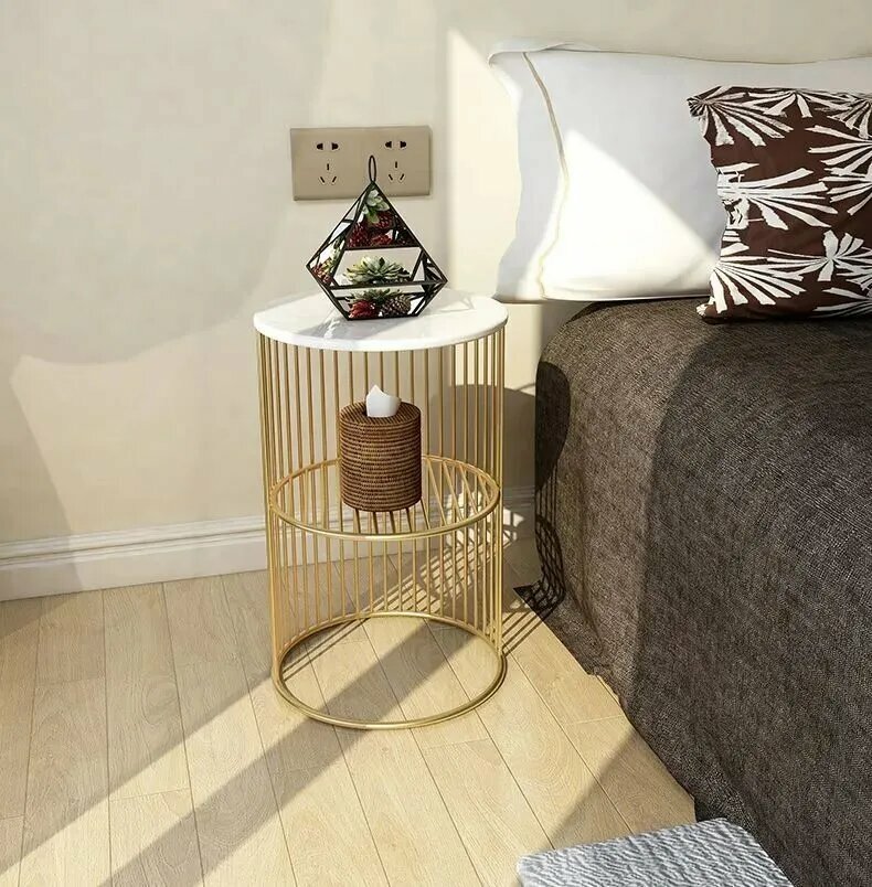 Столик журнальный YB0015-003 металлический белый для гостиной