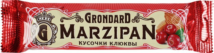 Батончик марципановый GRONDARD Marzipan Кусочки клюквы, 50г