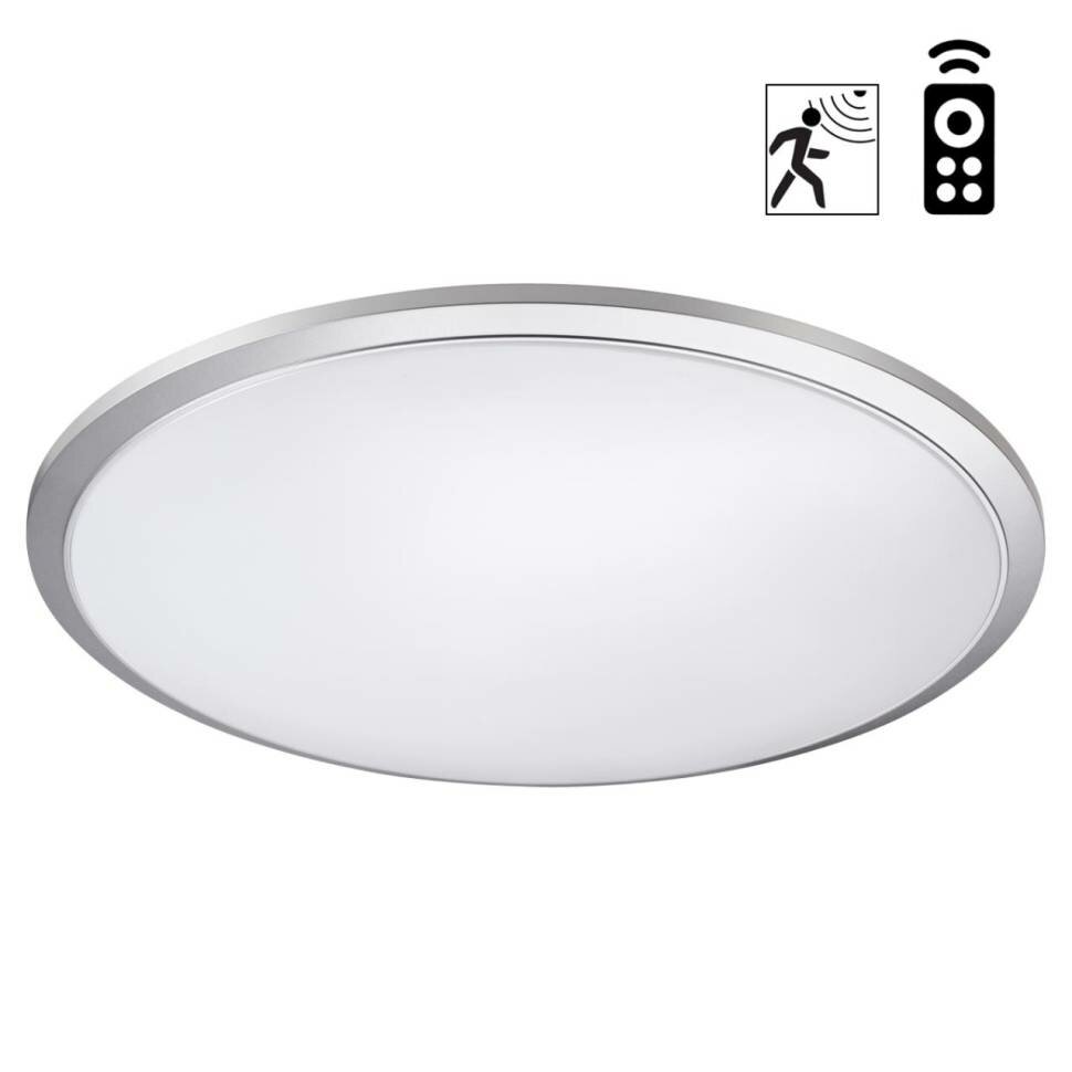 NOVOTECH 359213 OVER NT23 327 серый Светильник накладной влагозащищ. диммир. с датчиком движения (пульт ДУ в комплекте) IP43 LED 48W 170-265V 4320Лм 3000-6000К