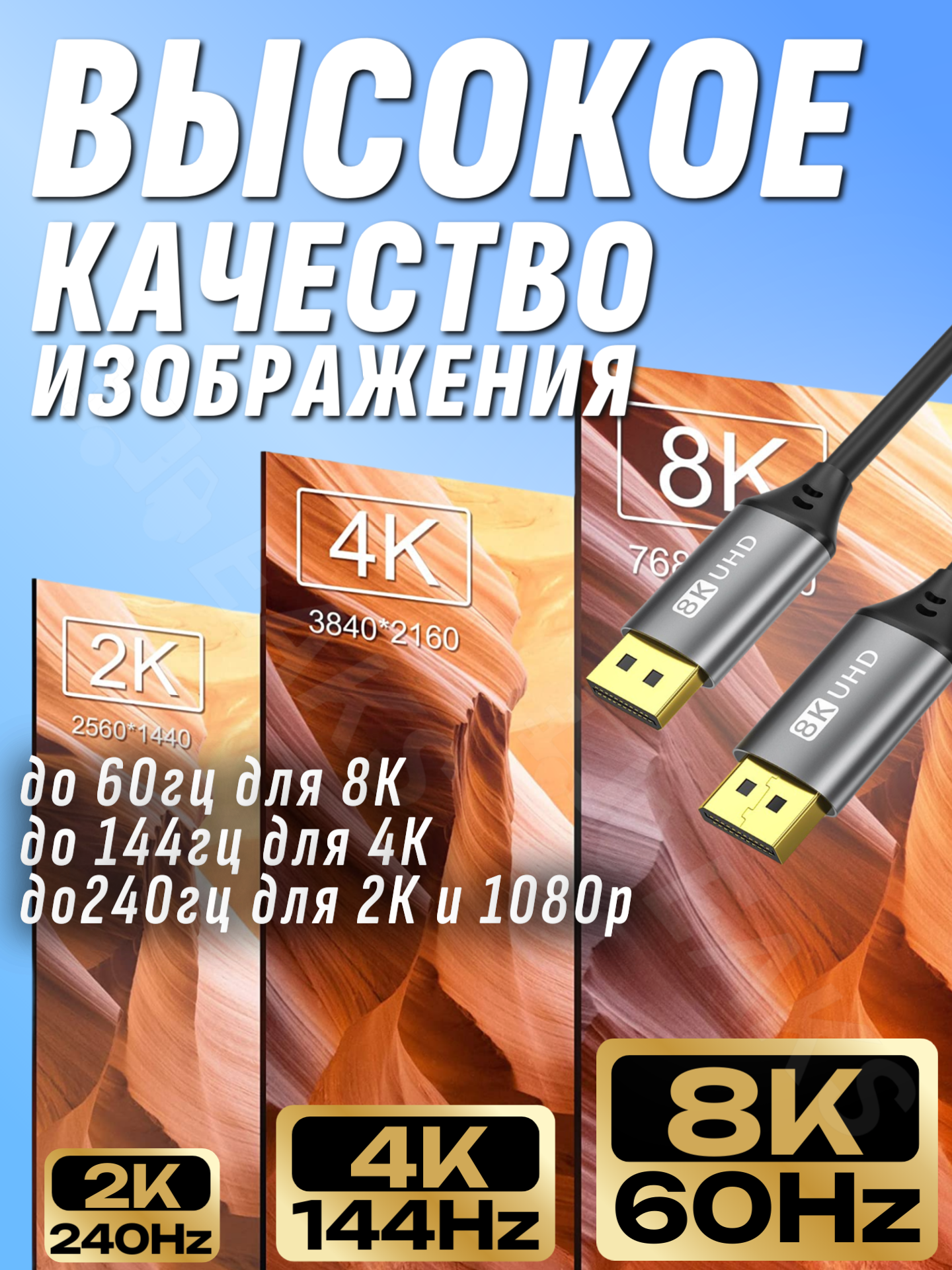 Кабель DisplayPort DisplayPort 1.4 2м 8k 60гц 4K 144гц 1080 2k 165 1080p 240гц — фото 1