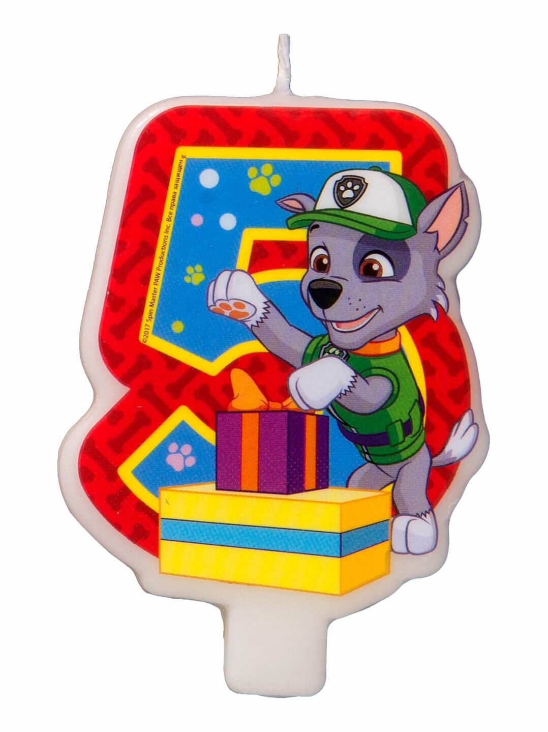 Свеча для торта "Щенячий Патруль". Цифра 5. Рокки