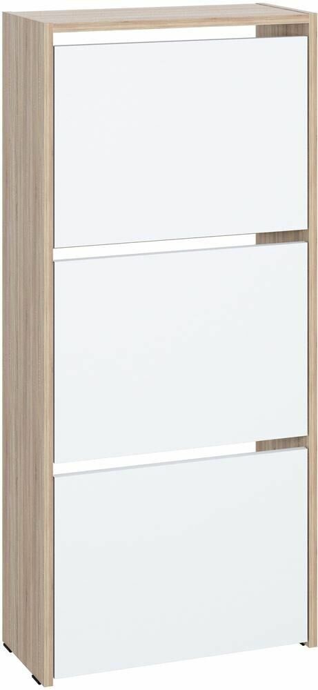 Обувница в прихожую закрытая 3 секц Дуб Сонома/Белый