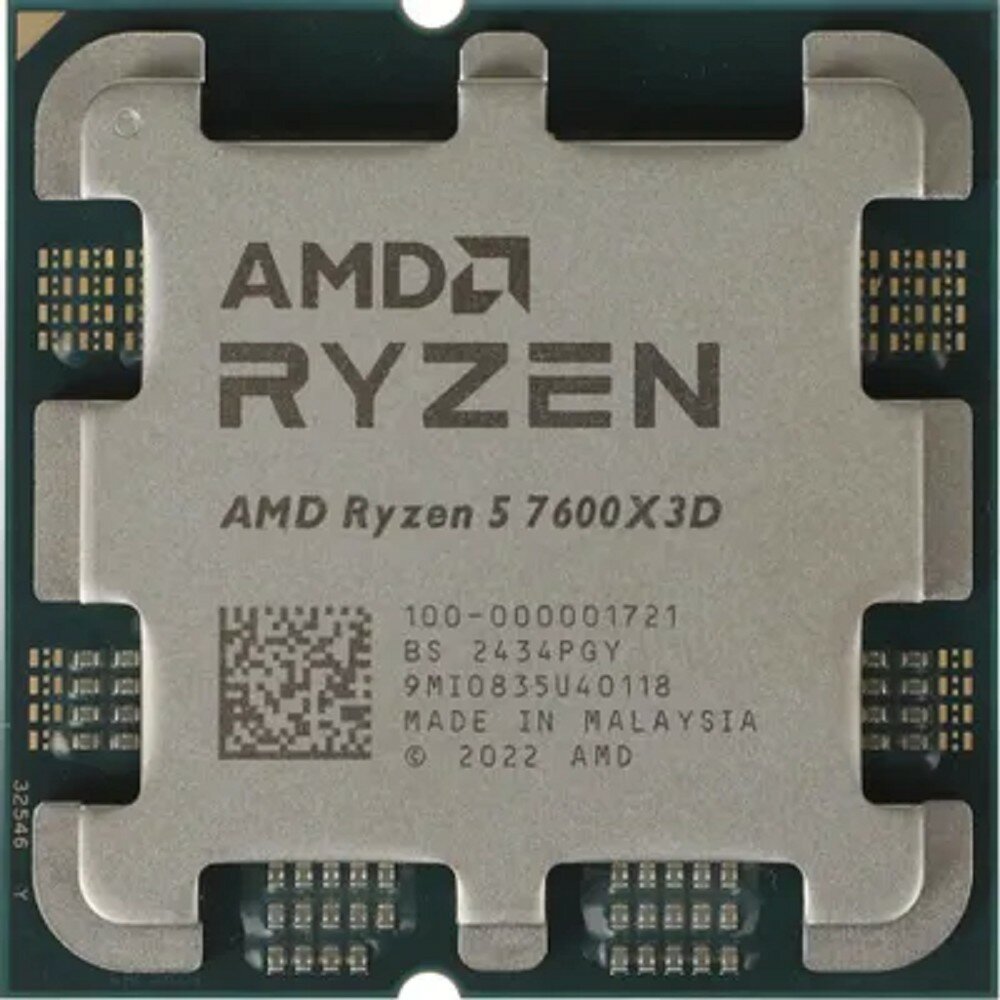 Amd Процессор CPU Ryzen 5 7600X3D OEM 100-000001721 AM5, 4.1-4.7GHz, 6 cores 12 threads, 6Mb+96Mb, 65W, unlocked, Radeon 2200MHz