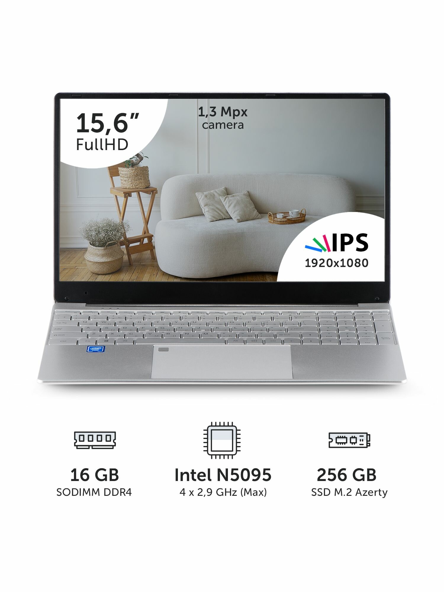 Ноутбук Azerty AZ-1509 (15.6" IPS 1920x1080, Intel N5095 4x2.0GHz, 16Gb DDR4, 256Gb SSD)