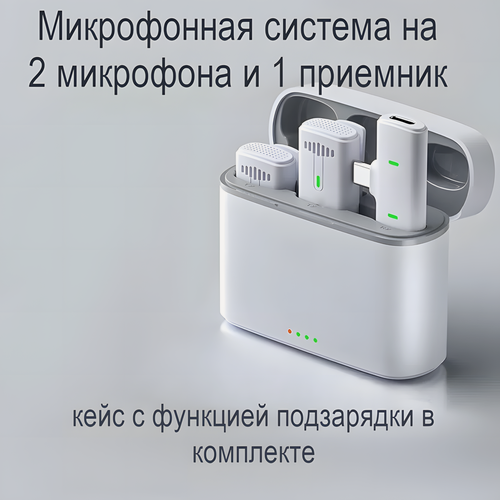Изображение товара Микрофонная система на 2 микрофона и 1 приемник, моно, Android, цвет в ассортименте