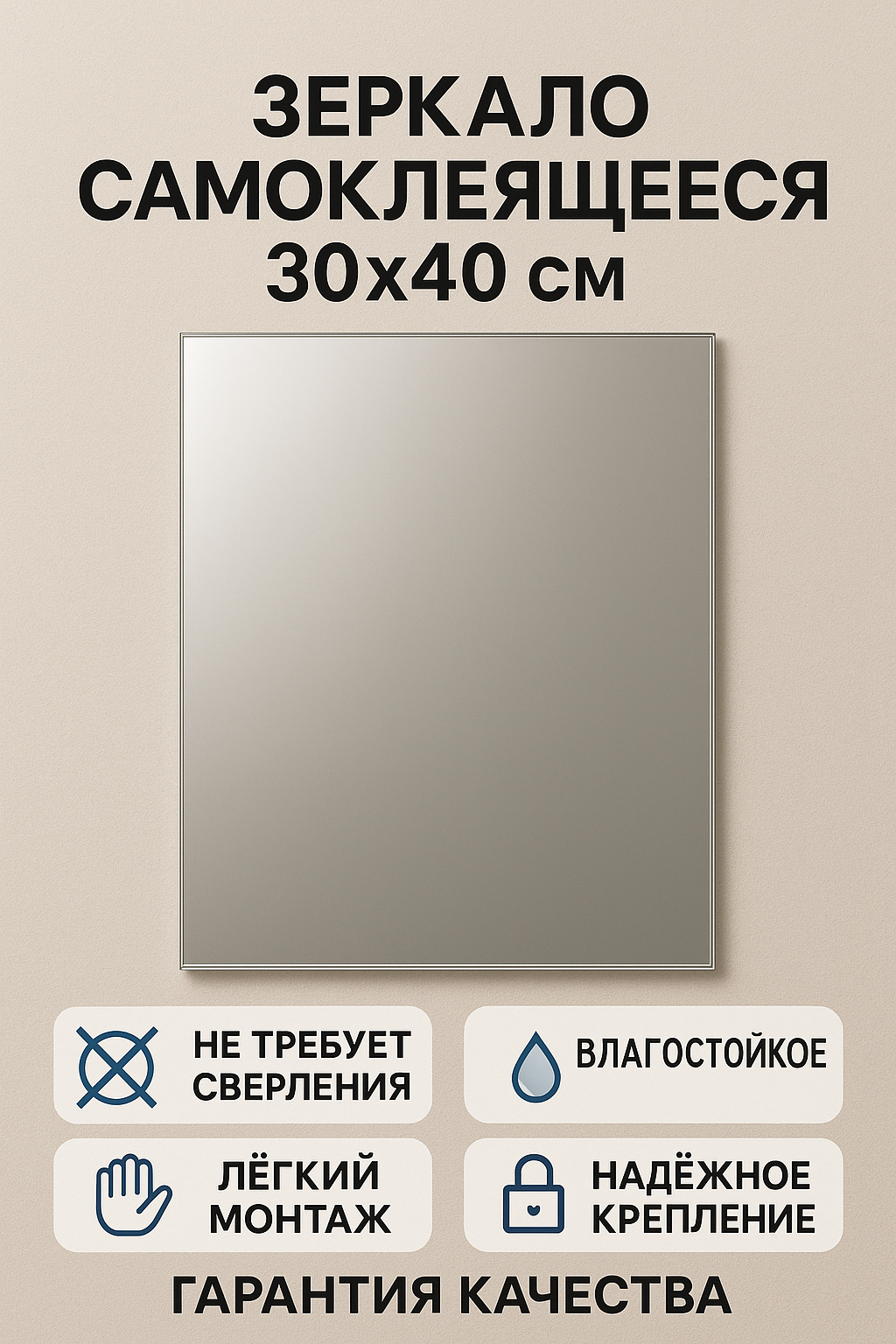Зеркало настенное , интерьерное 30х40 см, без рамы, без подсветки