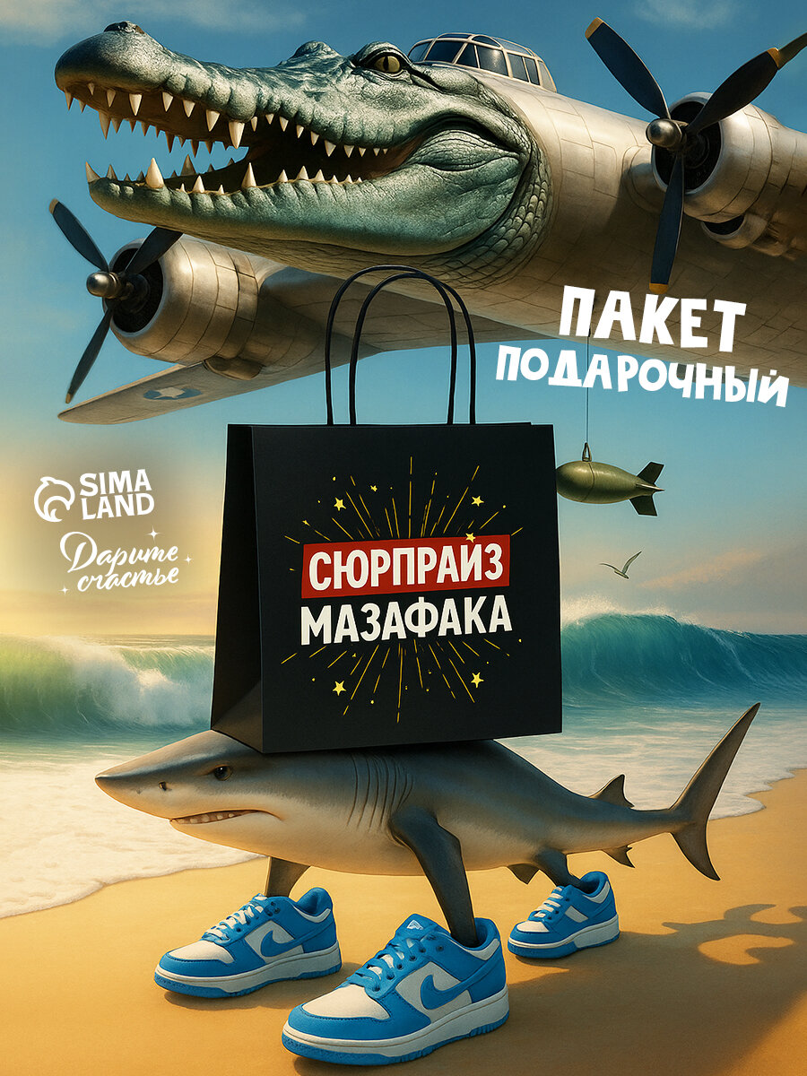 Пакет подарочный с приколом «Сюрпрайз» 22 х 22 х 11 см для упаковки подарка