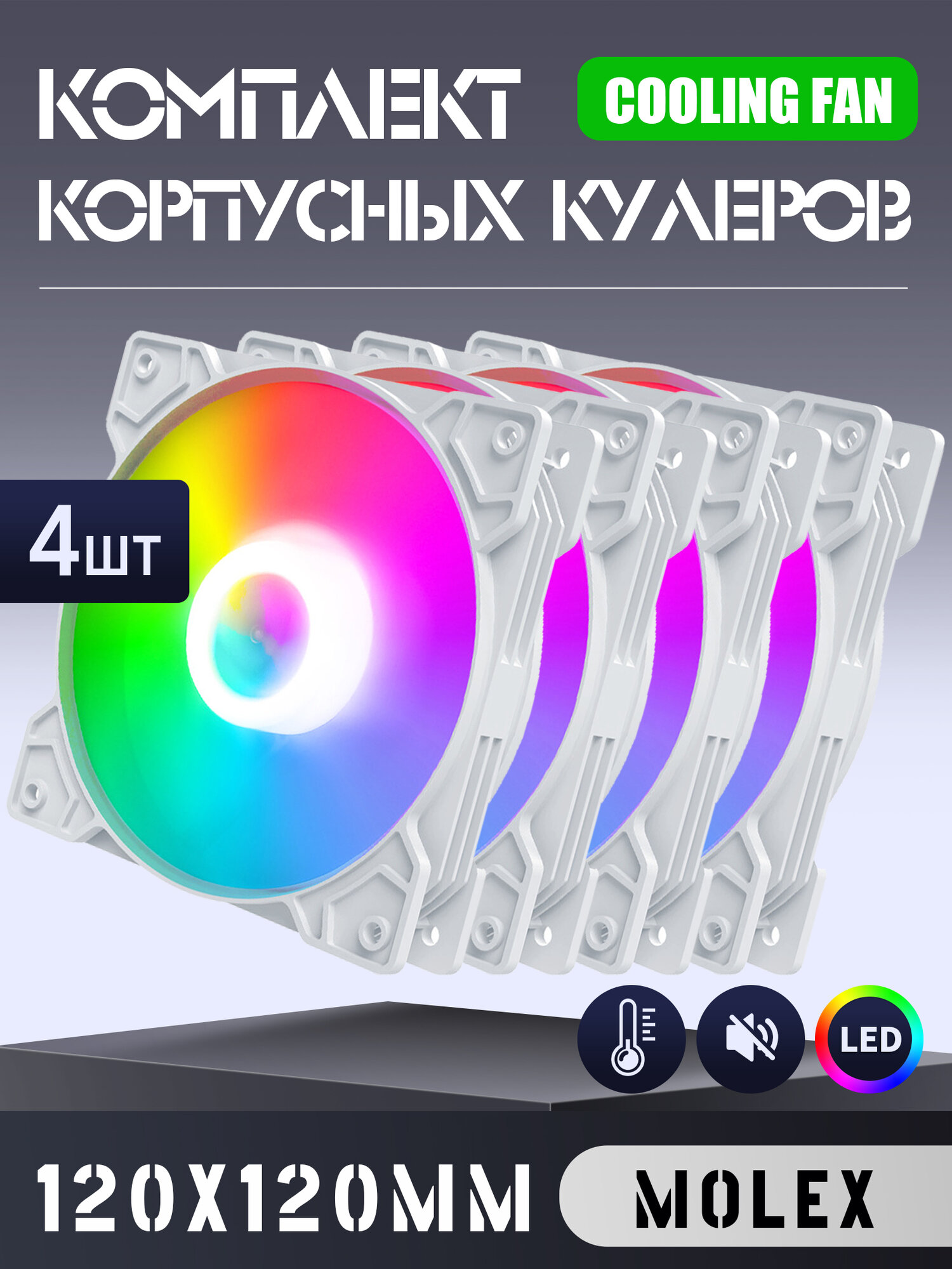 Вентилятор для корпуса 120 мм *4 шт RGB Вентиляторы для ПК с fRGB подсветкой