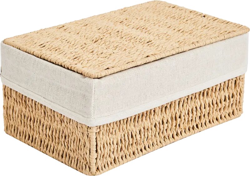 Корзина с крышкой для хранения 26x12x17 см бумага цвет бежевый
