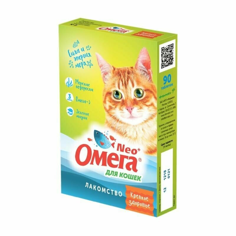 Омега NEO  лакомство д кошек Крепкое здоровье таб   90