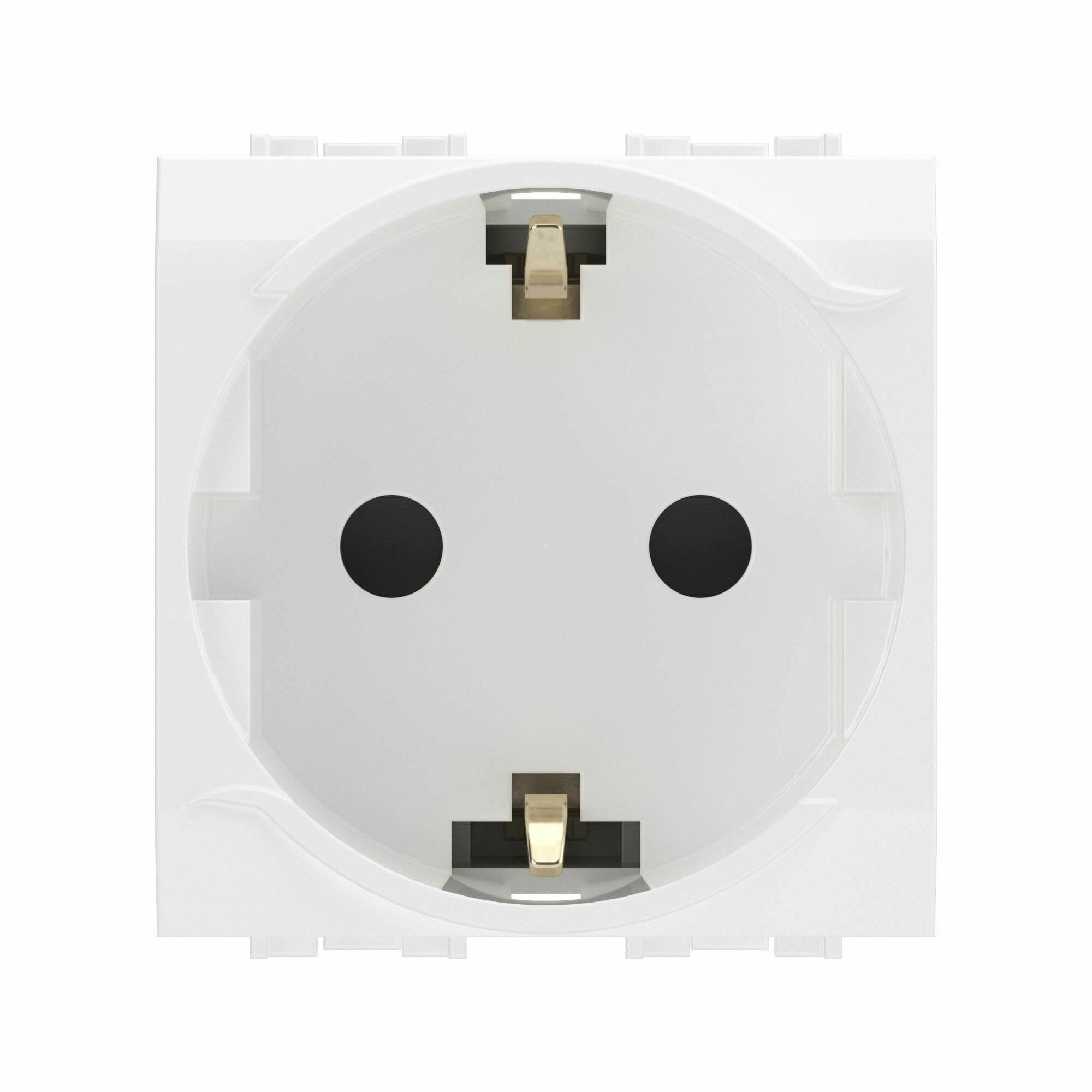 DKC Brava Белая Розетка 1-ая с заземлением со шторками 2мод, 76482B