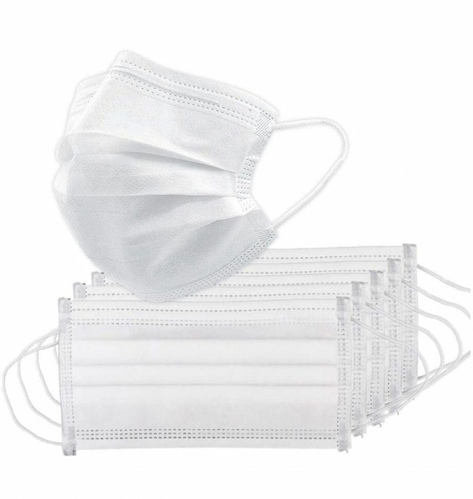 Маска медицинская Safety 3-х слойная с фильтром мелтблаун цвет белый (50 шт.)