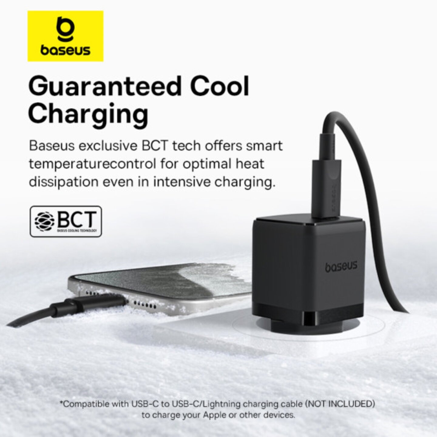 Сетевое зарядное устройство Baseus Palm Fast Charger 1C PD3.0 20W Type-C 3A + Кабель Type-C to Type-C 60W — фото 1