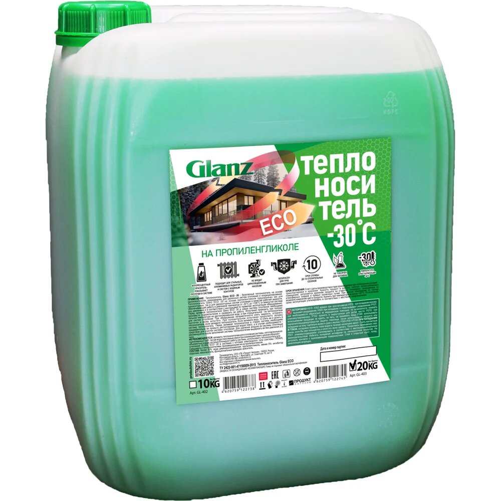 Теплоноситель (-30; 20 кг; пропиленгликоль) ECO Glanz GL403