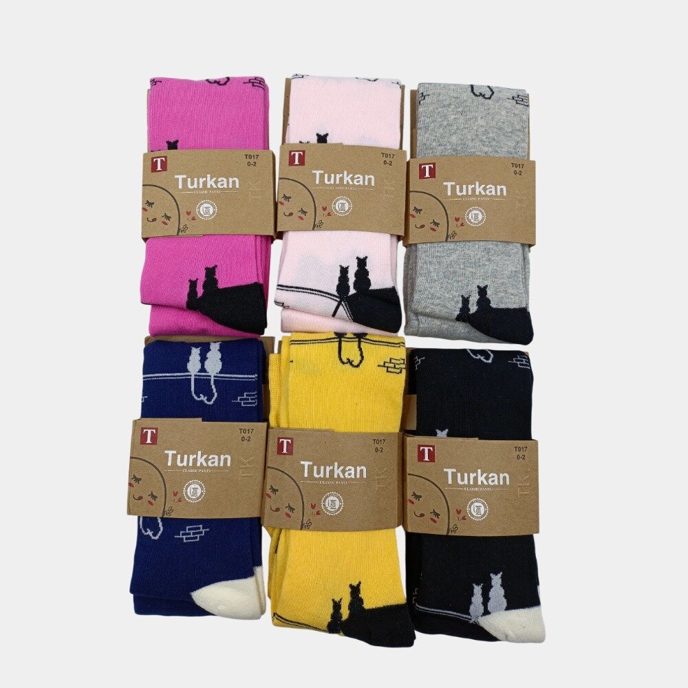 Колготки Turkan кошки размер 0-2 розовый с рисунком