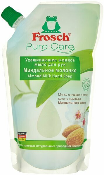 Мыло жидкое Frosch, Pure Care, Миндальное Молочко, для рук, ухаживающее, 500 мл