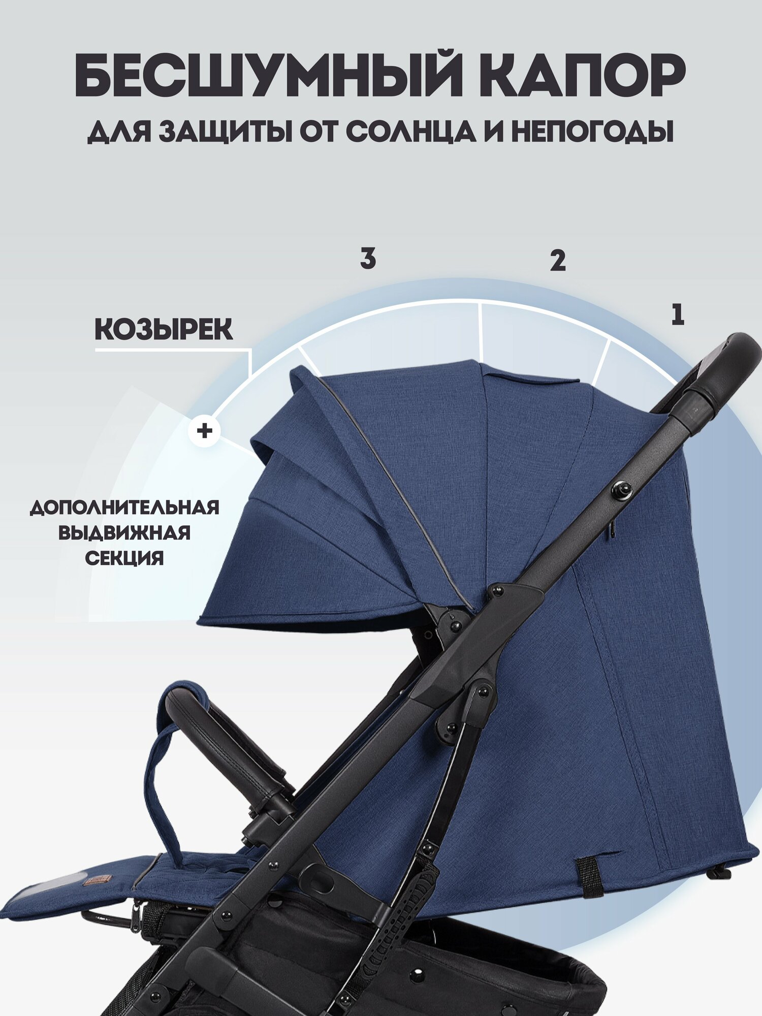 Прогулочная коляска Nuovita Fiato (Blu, Nero / Голубой, черный) — фото 1