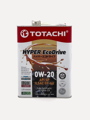 Изображение товара Масло моторное Totachi Hyper EcoDrive 0w-20 SP GF-6A , синтетическое, 4 литра