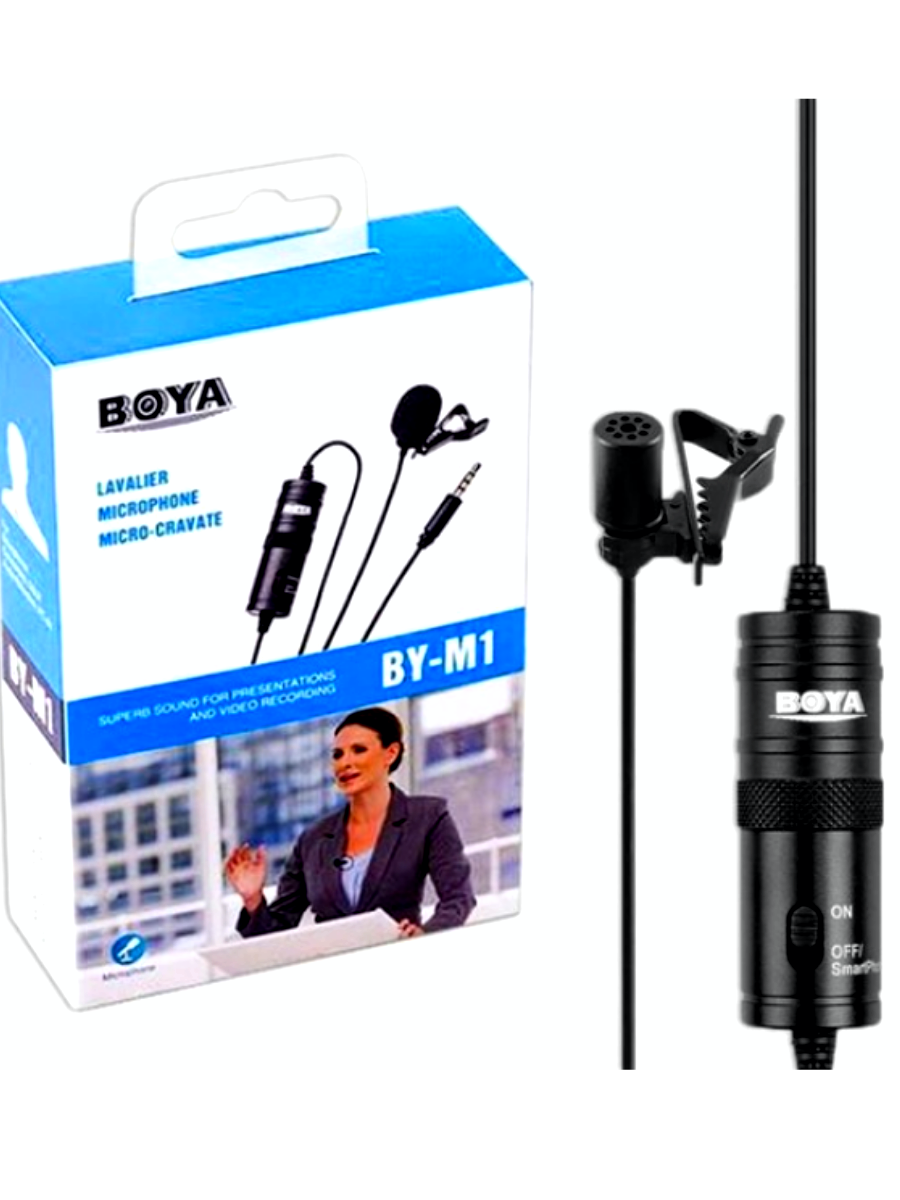 Петличный микрофон Boya BY-M1, для съёмки, с креплением на одежду