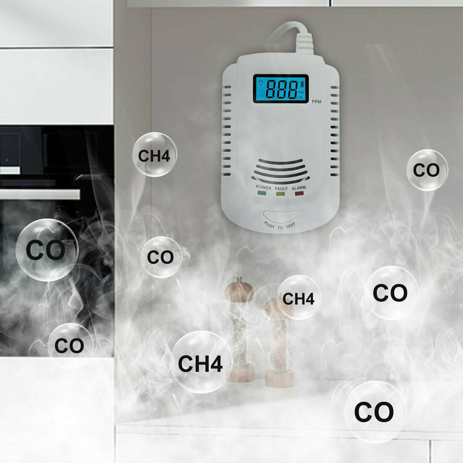 Детектор природного газа и угарного газа сигнализация LPG LNG+CO