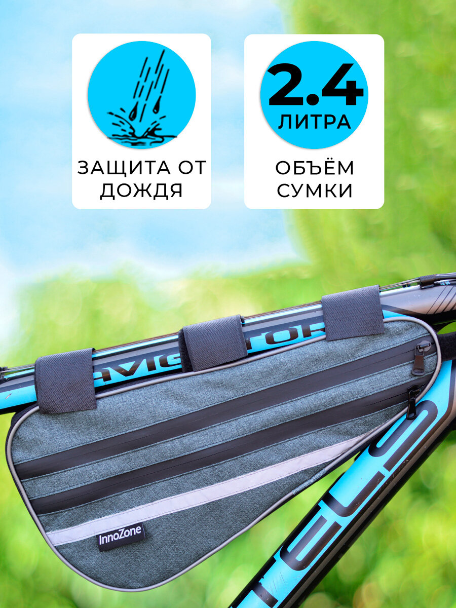 Сумка для велосипеда под раму 40х20х6см InnoZone U-Frame светло-серая