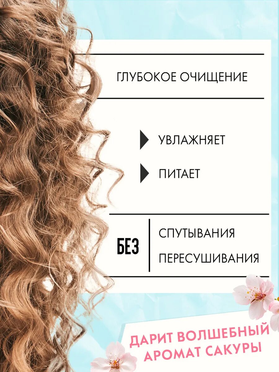 КУДРЯВЫЙ МЕТОД Шампунь для кудрявых и вьющихся волос увлажняющий, с ароматом Сакуры, 475 мл — фото 1