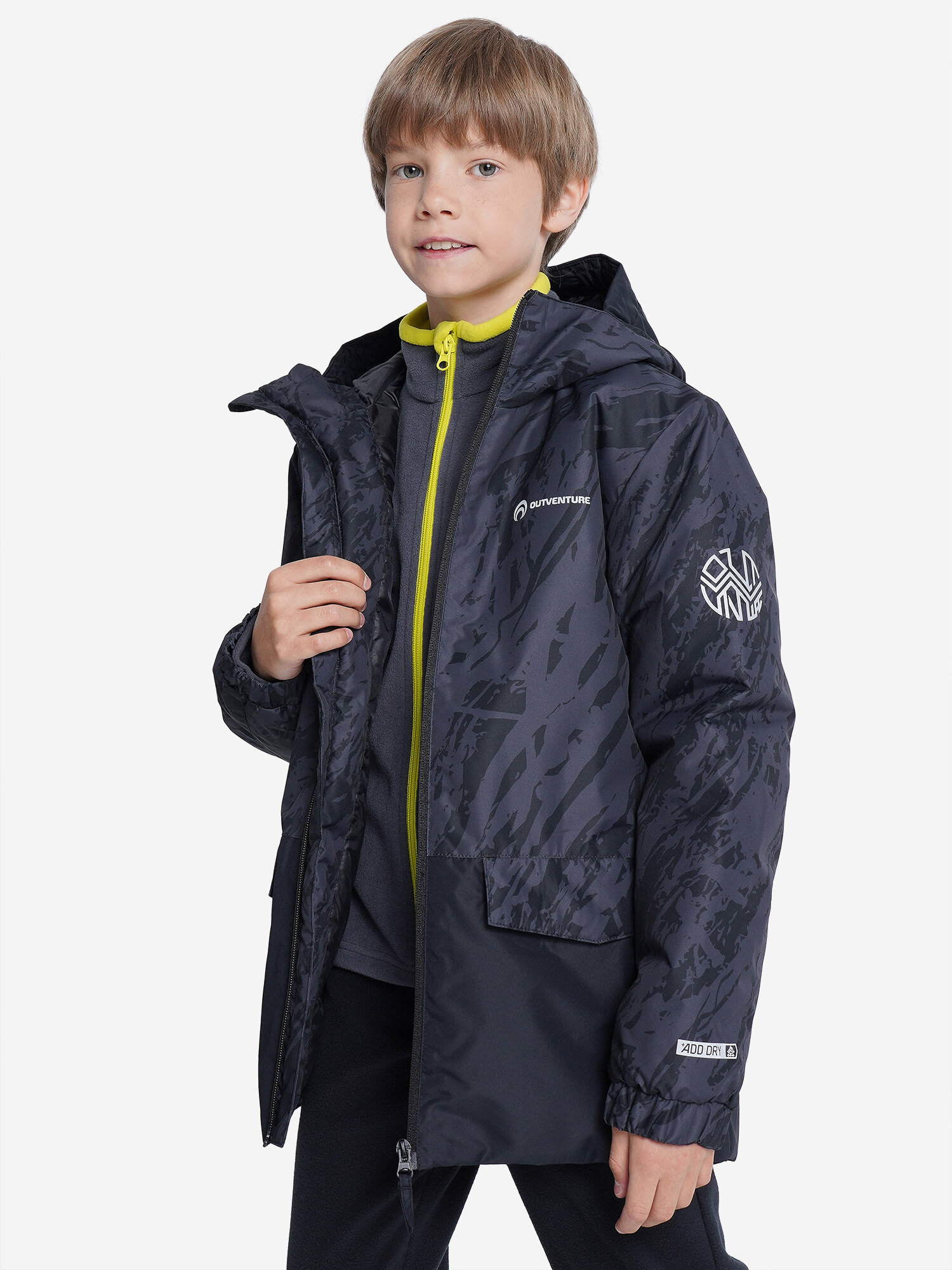 Куртка OUTVENTURE Travel Boys Padded Jacket, размер 158/164, черный