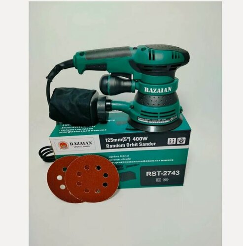 Изображение товара Шлифмашина эксцентриковая RAZAIAN RST-2743, 400Вт, 125мм, защита от перегрузок, пылесборник
