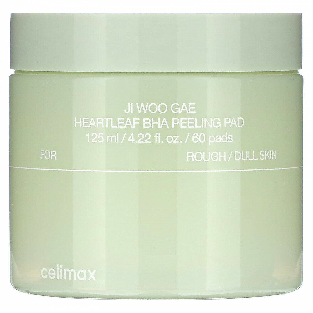 Картинки Очищающие диски для лица CELIMAX Ji Woo Gae Heartleaf BHA Peeling Pad 125 мл 60 шт.