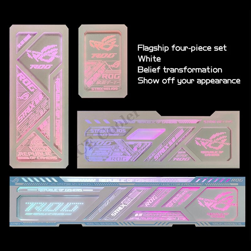 RGB зеркальный корпус для ПК, задняя панель, световая панель 4 в 1, для ROG Strix Helios GX601 MOD Gamer, игровой настольный компьютер, украшение, B-4Pcs Kit-White
