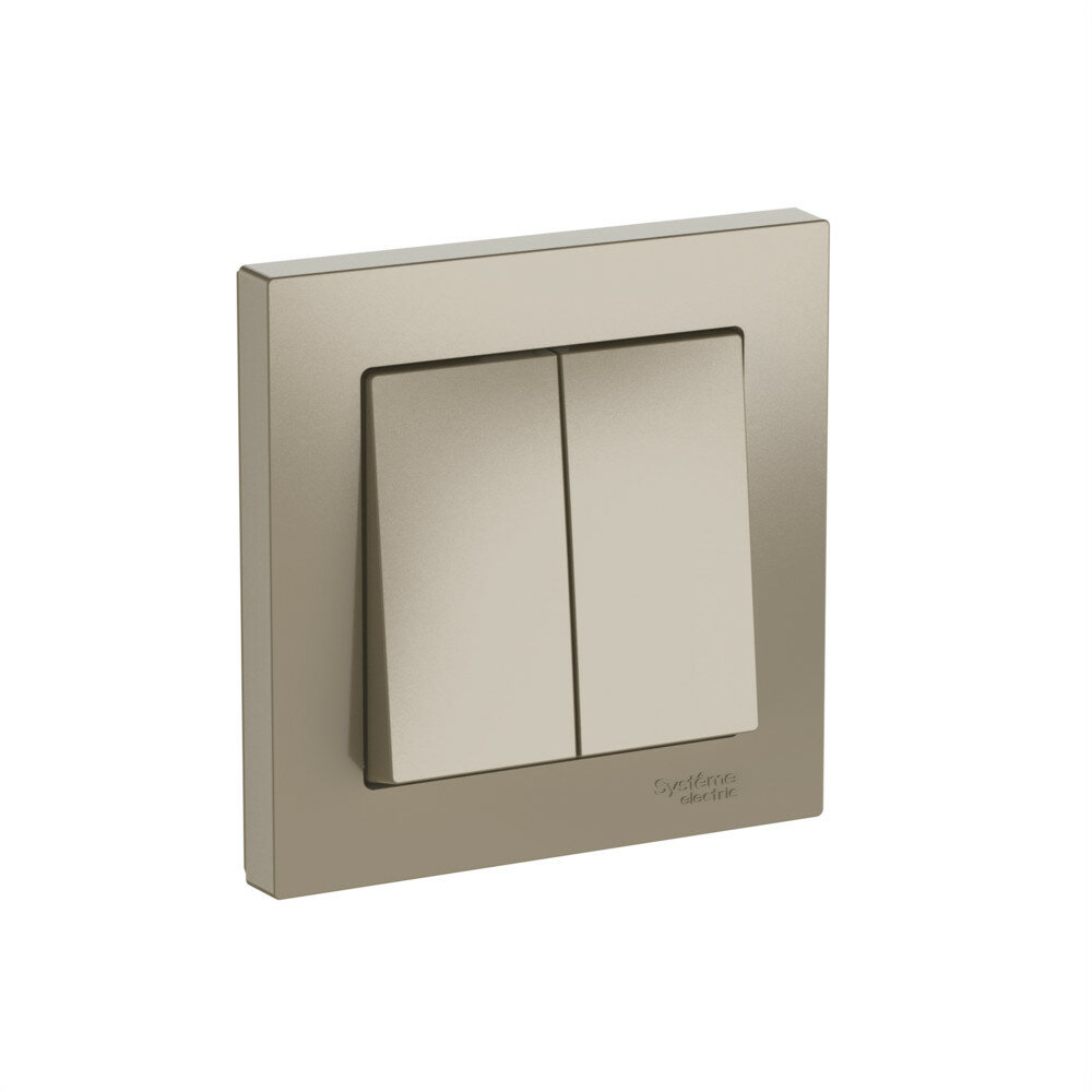 Systeme Electric AtlasDesign Шампань Выключатель 2-клавишный, сх.5, 10АХ, в сборе, быстрозажимные клеммы, ATN000552S