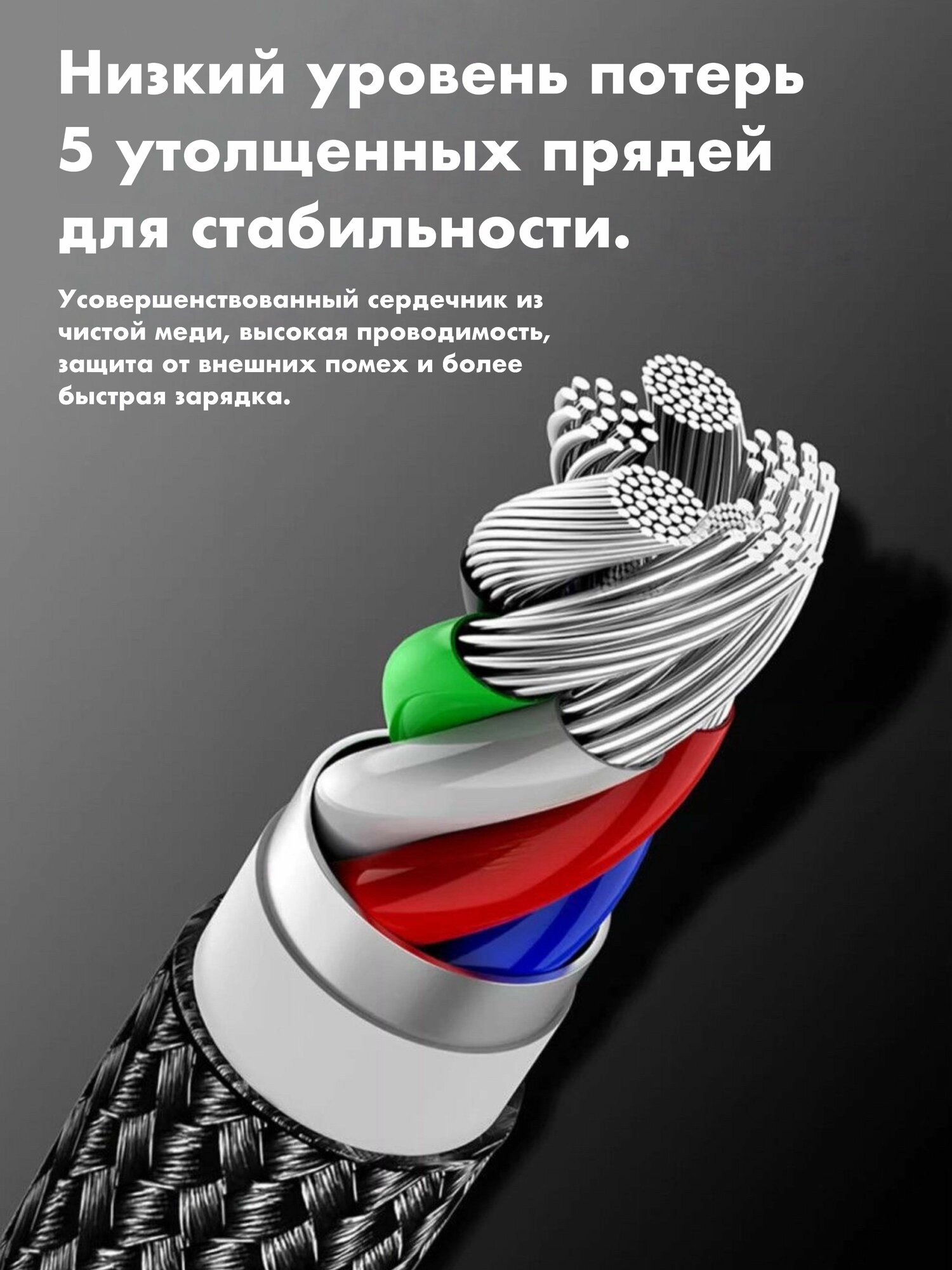 Кабель быстрой зарядки для iPhone, USB - Lightning, iPhone, 25W 3A, синий — фото 1