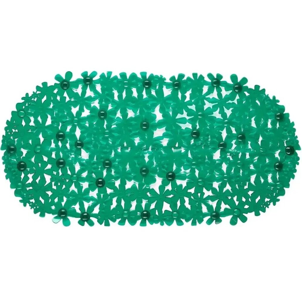 Коврик противоскользящий для ванной «Цветы» 66 см зеленый пластик безопасный дизайн