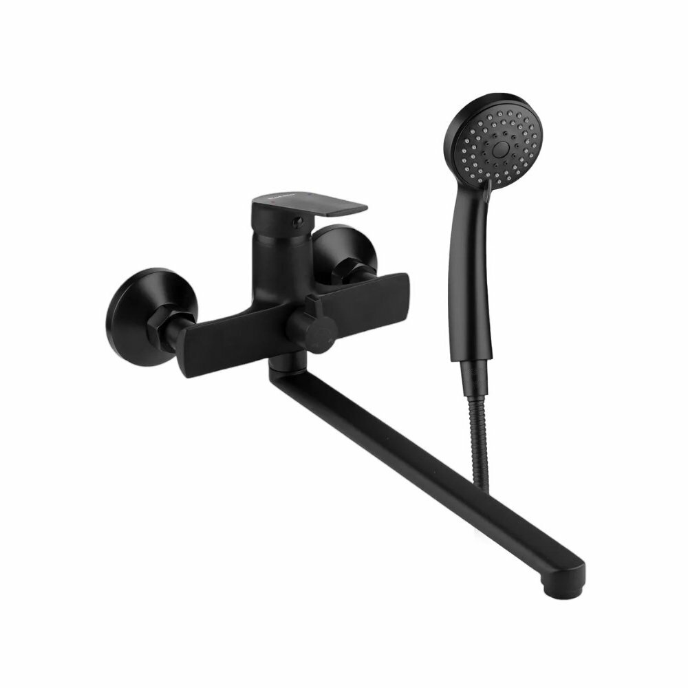 Смеситель для ванны Potato P22167-6 черный однорычажный с поворотным изливом 350 мм для душа