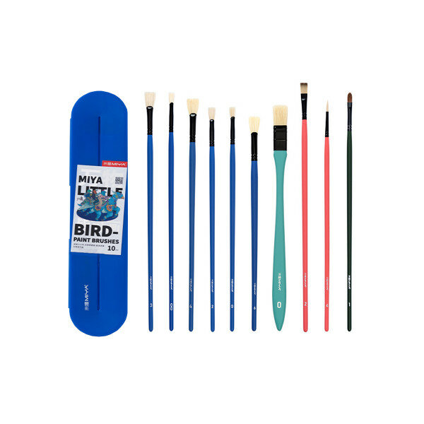 Набор кистей синтетика MIYA "Little Bird" 10 шт, голубые