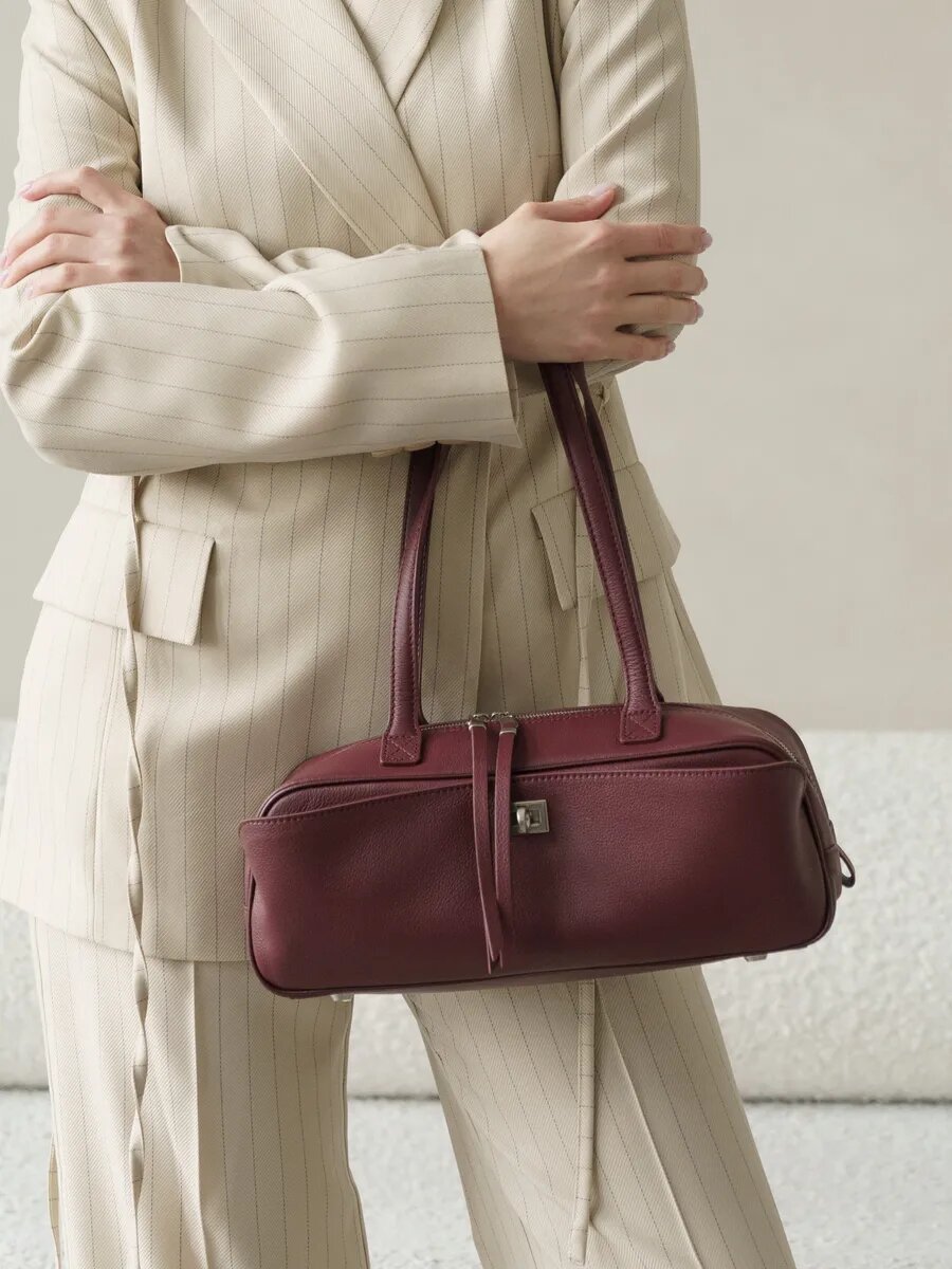 Сумка Paprika Bag Italy, фактура зернистая, бордовый — фото 1