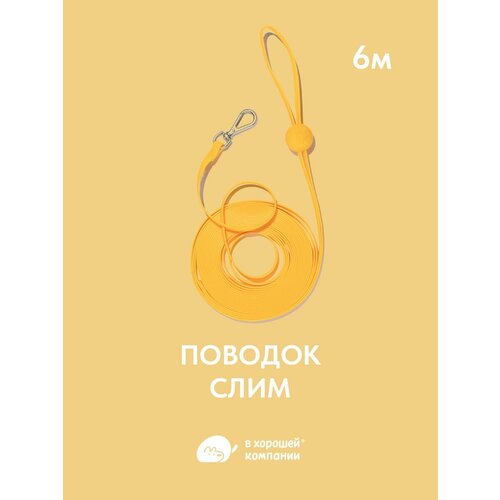 Поводок регулируемый для собак мелких пород и кошек, перестежка IN GOOD COMPANY (Слим/ 6м / Спелое манго)
