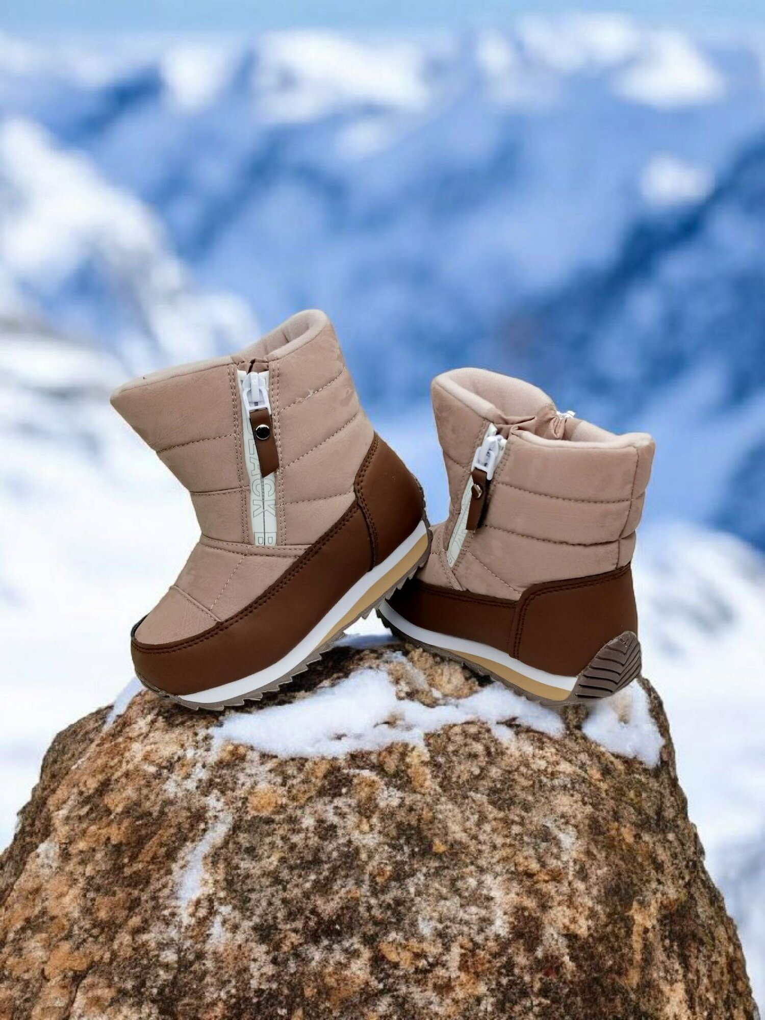 Дутики , размер 26, бежевый/коричневый — фото 1