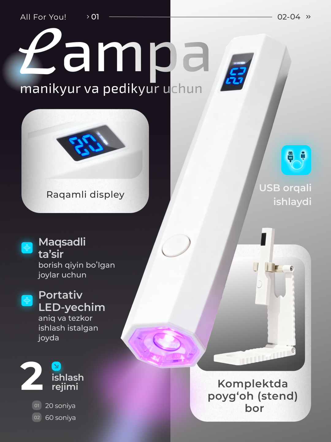 Лампа для маникюра, ультрафиолетовый фонарик для ногтей, УФ лампа для гель лака