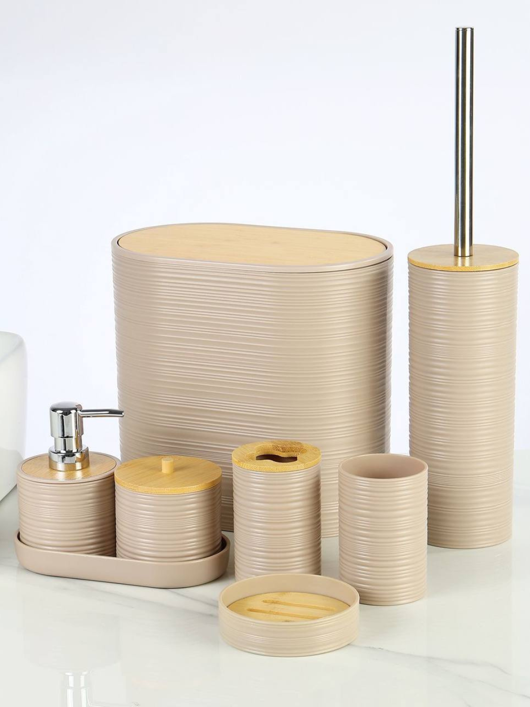 Керамический набор для ванной — 6 предметов, чёрный, стильный дизайн