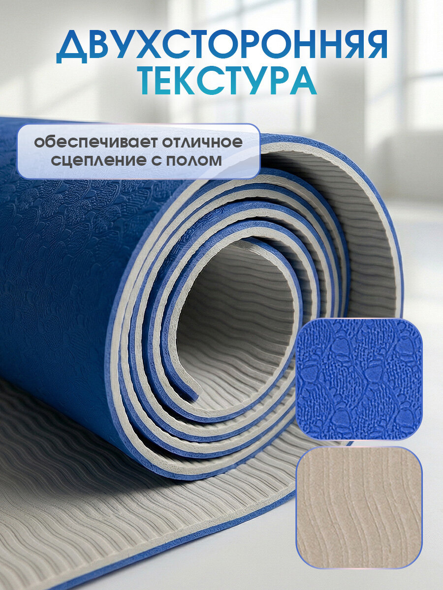 Коврик для фитнеса и йоги, 61х182 см, нескользящий — фото 1