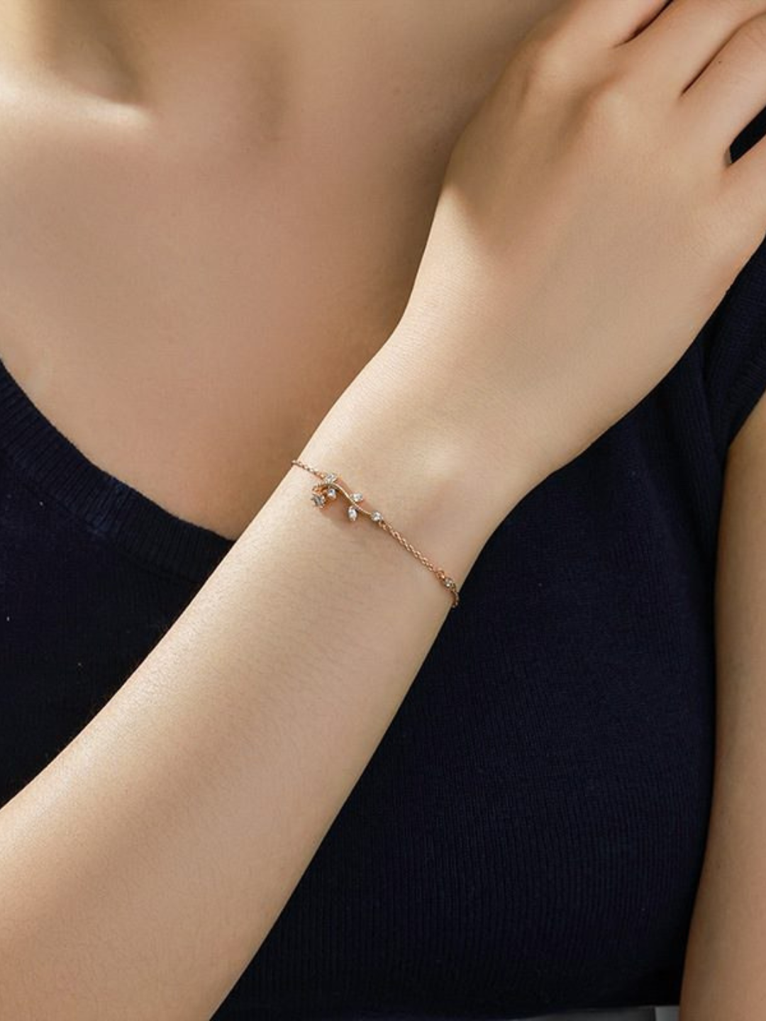 Браслет-цепочка, циркон, 1 шт., размер 19 см, размер one size, диаметр 19 см, golden — фото 1