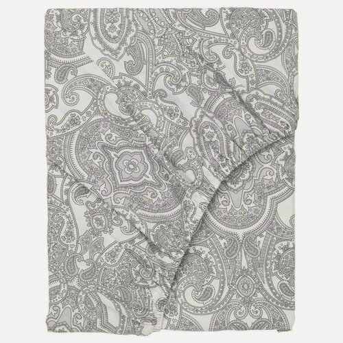 Изображение товара JATTEVALLMO Простынь на резинке 140x200 см икеа, белый/серый (40436590)