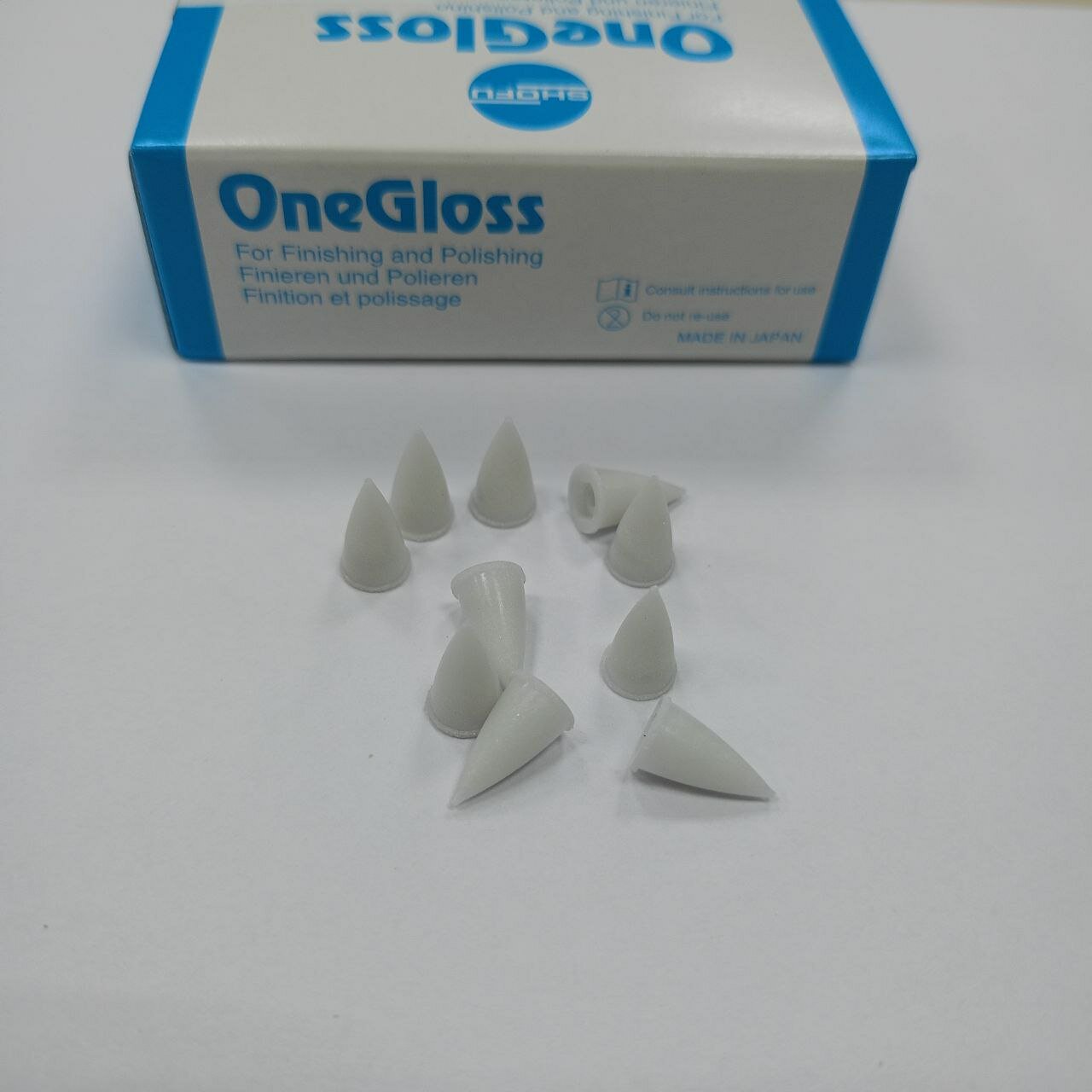 Полиры OneGloss для композитов и эмали, форма конус 10 шт MIDI №0182